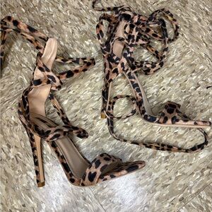 Strappy cheetah print stilettos